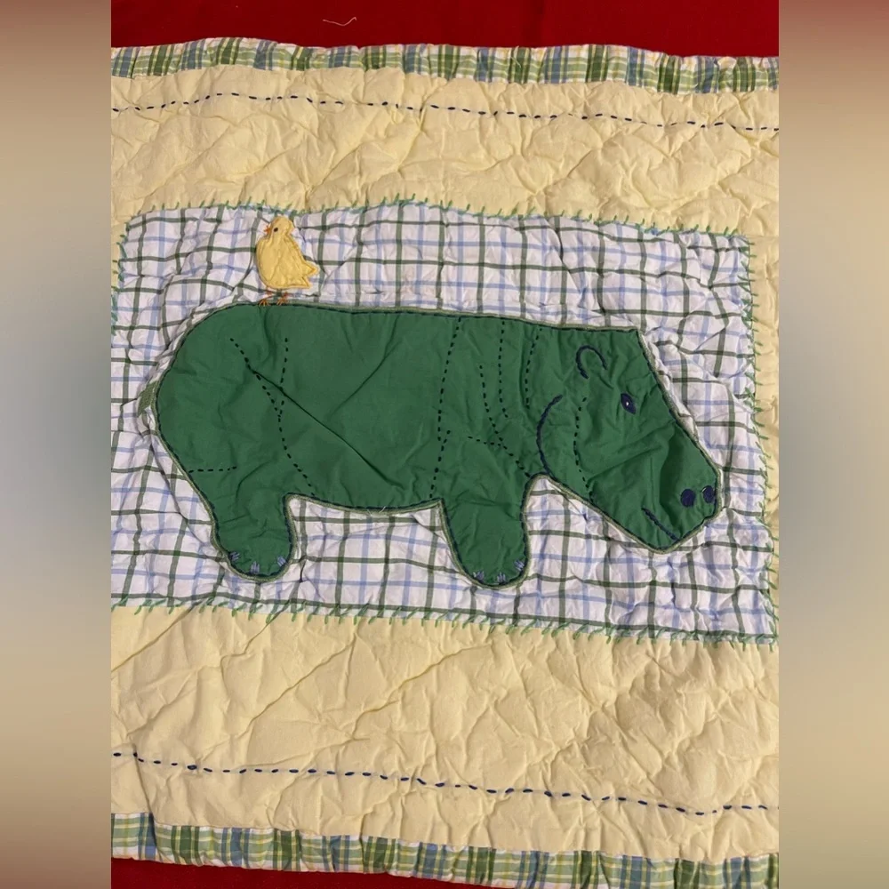 Pottery Barn Kids Quilted Sham Alphabet & Hippo Pillowcase